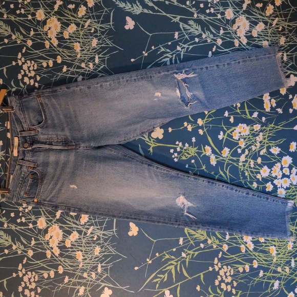 Levi's Wedgie Button Fly Denim Blue Jeans Distressed - Picture 3 of 10